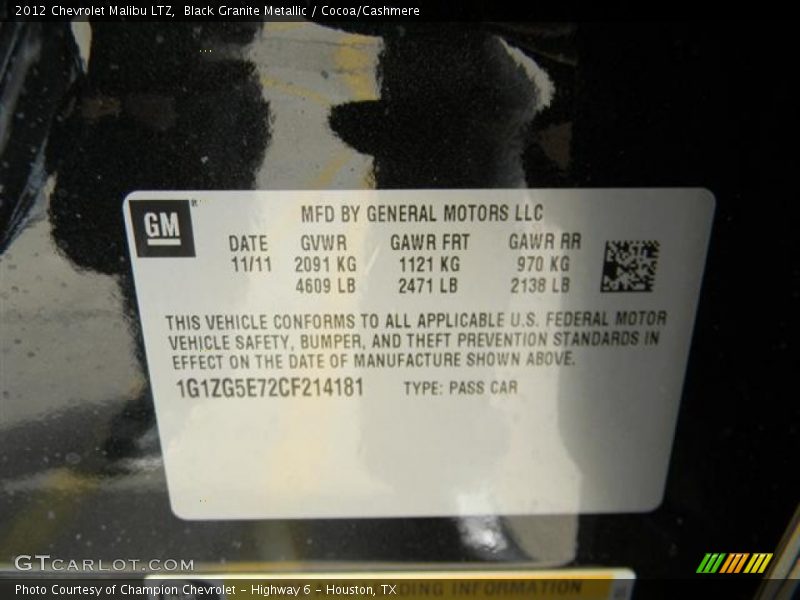 Black Granite Metallic / Cocoa/Cashmere 2012 Chevrolet Malibu LTZ