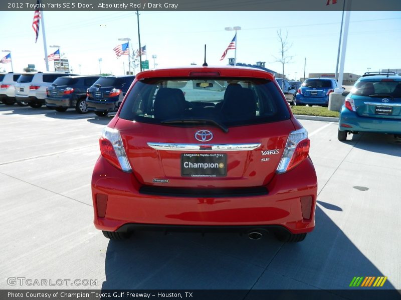 Absolutely Red / Dark Gray 2012 Toyota Yaris SE 5 Door