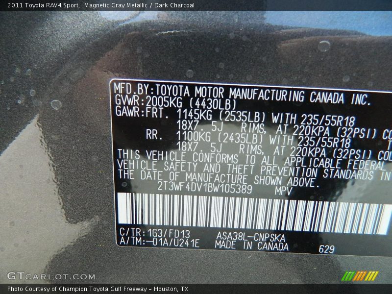 1G3 - 2011 Toyota RAV4 Sport