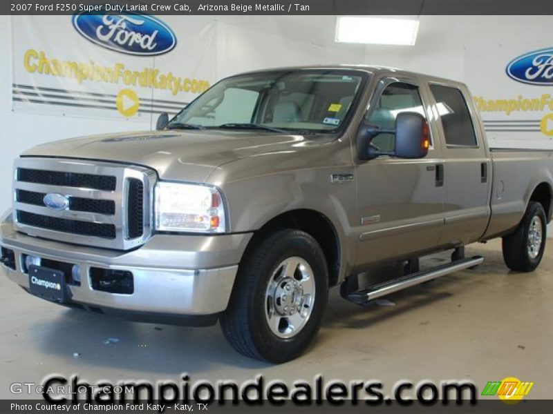 Arizona Beige Metallic / Tan 2007 Ford F250 Super Duty Lariat Crew Cab