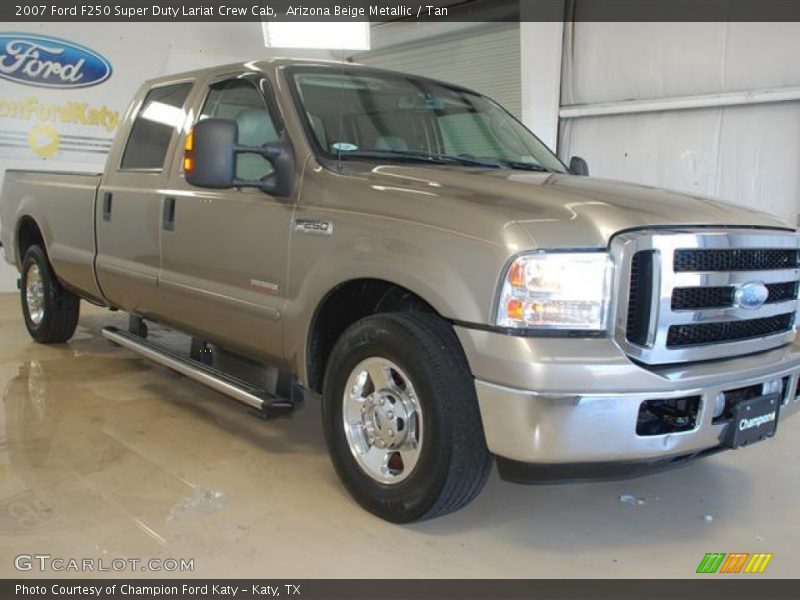 Arizona Beige Metallic / Tan 2007 Ford F250 Super Duty Lariat Crew Cab