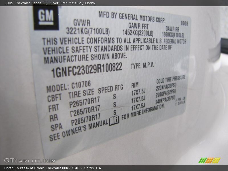 Silver Birch Metallic / Ebony 2009 Chevrolet Tahoe LT