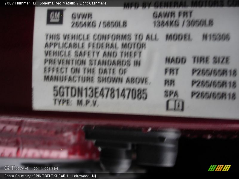 Sonoma Red Metallic / Light Cashmere 2007 Hummer H3
