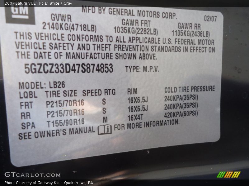 Polar White / Gray 2007 Saturn VUE