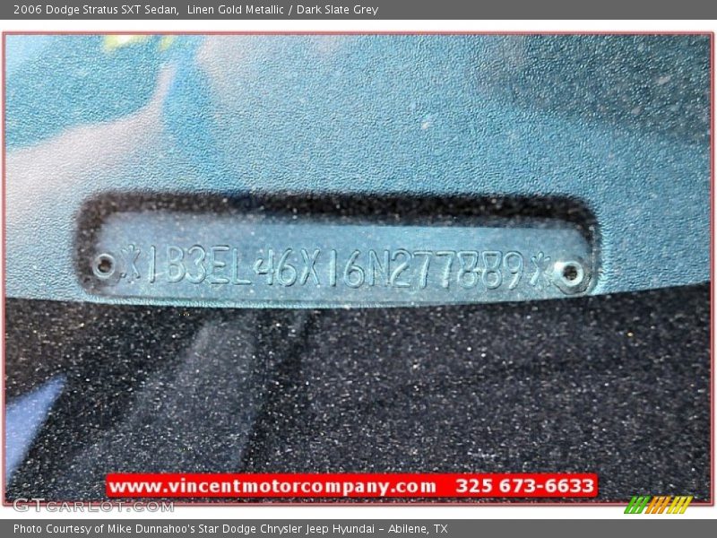 Linen Gold Metallic / Dark Slate Grey 2006 Dodge Stratus SXT Sedan