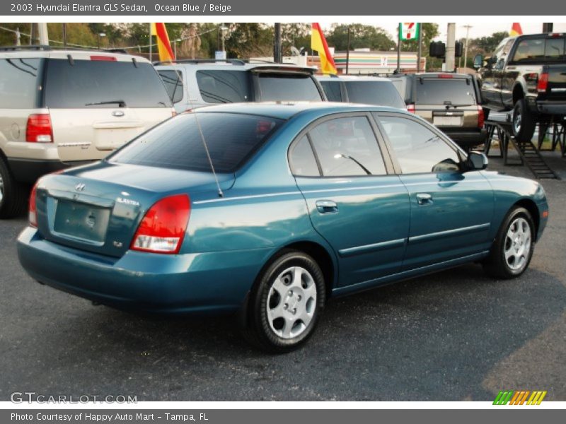 Ocean Blue / Beige 2003 Hyundai Elantra GLS Sedan