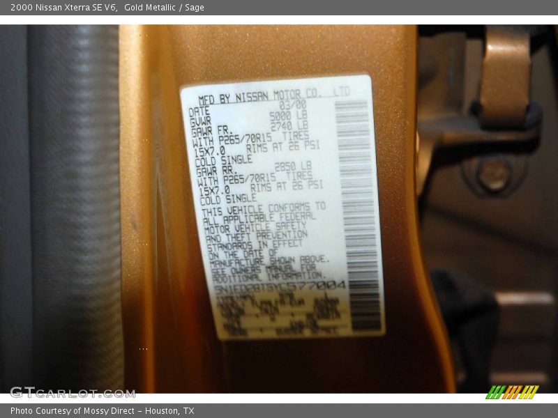 Gold Metallic / Sage 2000 Nissan Xterra SE V6