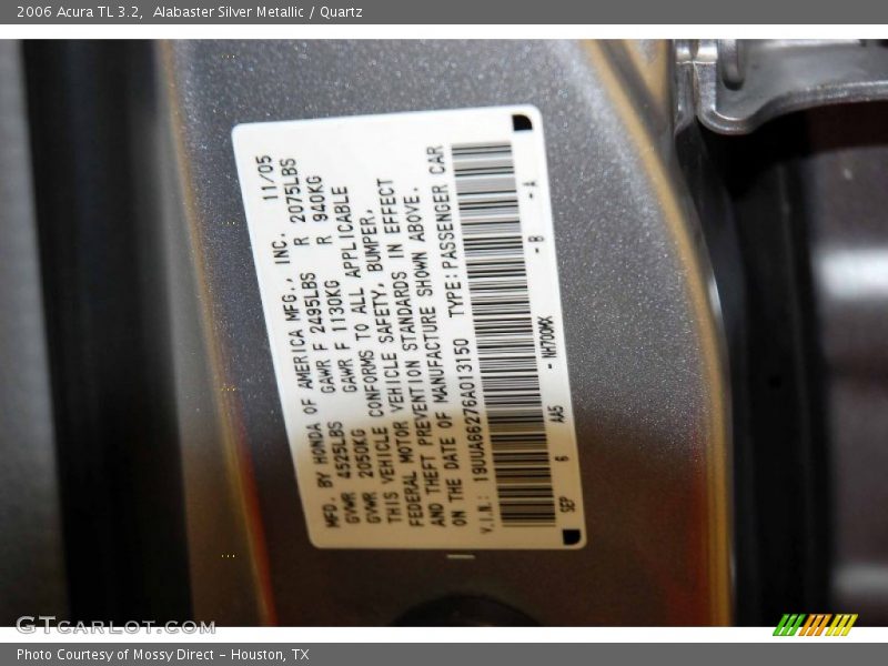 Alabaster Silver Metallic / Quartz 2006 Acura TL 3.2