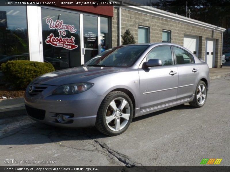 Titanium Gray Metallic / Black/Red 2005 Mazda MAZDA3 s Sedan