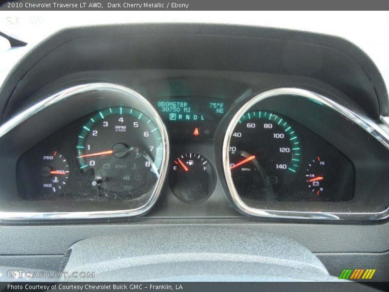 Dark Cherry Metallic / Ebony 2010 Chevrolet Traverse LT AWD