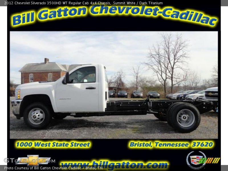 Summit White / Dark Titanium 2012 Chevrolet Silverado 3500HD WT Regular Cab 4x4 Chassis