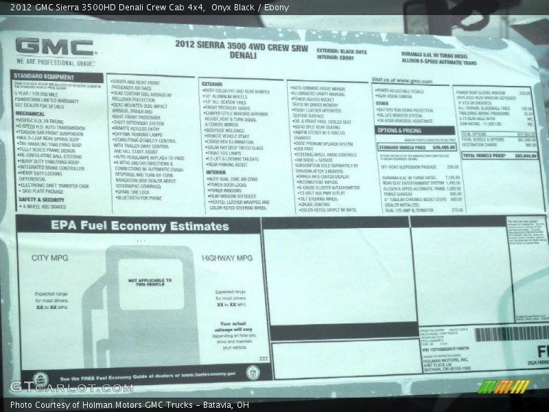 Onyx Black / Ebony 2012 GMC Sierra 3500HD Denali Crew Cab 4x4