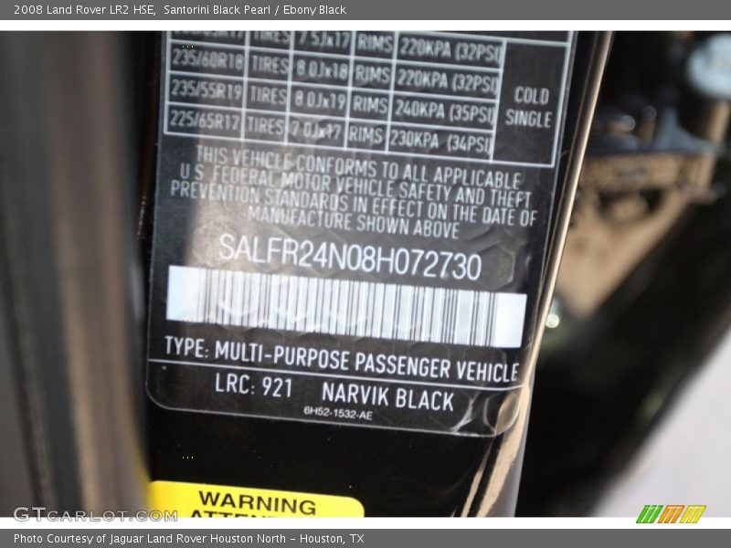 Santorini Black Pearl / Ebony Black 2008 Land Rover LR2 HSE