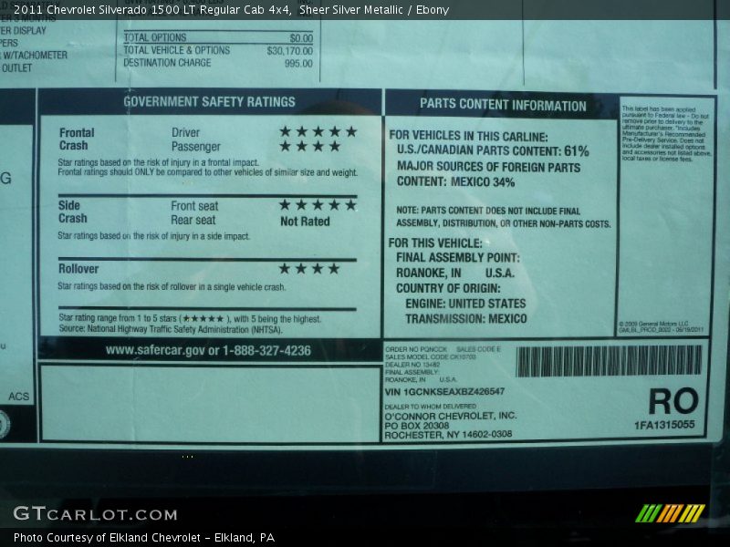 Sheer Silver Metallic / Ebony 2011 Chevrolet Silverado 1500 LT Regular Cab 4x4