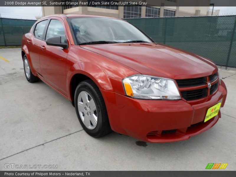 Sunburst Orange Pearl / Dark Slate Gray/Light Slate Gray 2008 Dodge Avenger SE