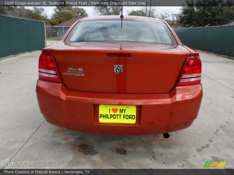 Sunburst Orange Pearl / Dark Slate Gray/Light Slate Gray 2008 Dodge Avenger SE