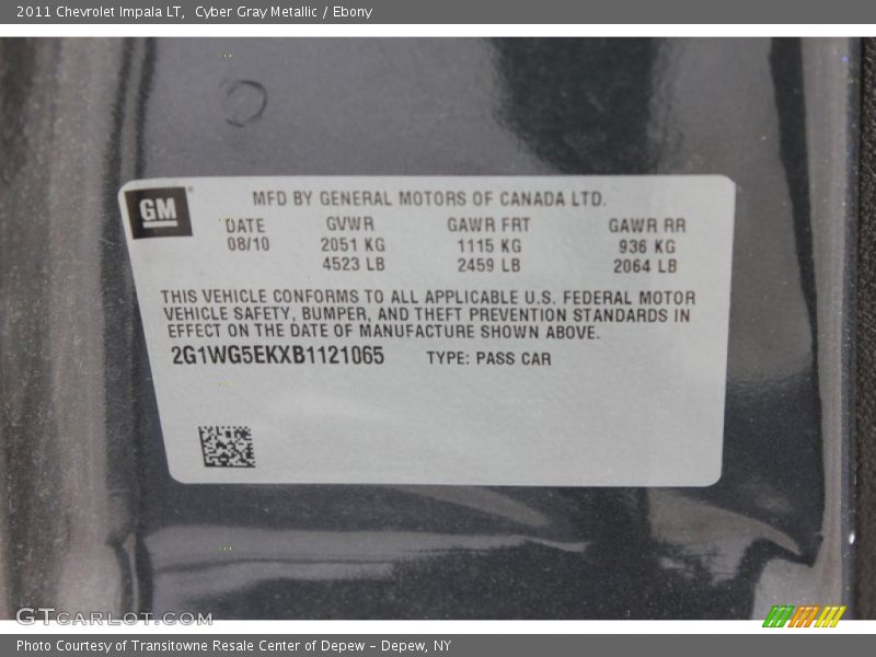 Cyber Gray Metallic / Ebony 2011 Chevrolet Impala LT