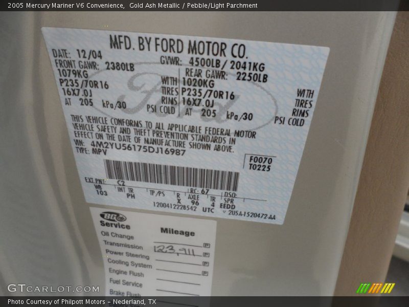 C2 - 2005 Mercury Mariner V6 Convenience