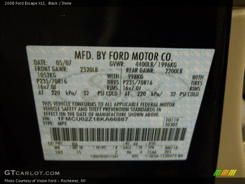 Black / Stone 2008 Ford Escape XLS