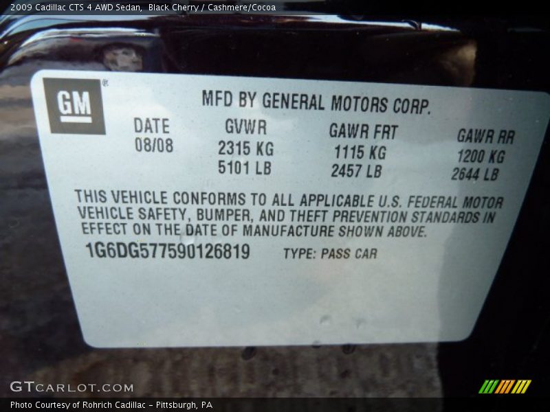 Black Cherry / Cashmere/Cocoa 2009 Cadillac CTS 4 AWD Sedan