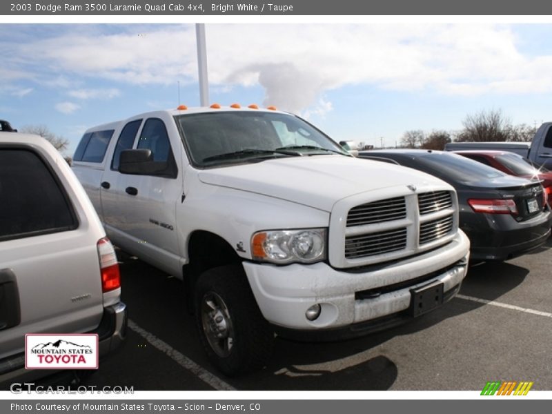 Bright White / Taupe 2003 Dodge Ram 3500 Laramie Quad Cab 4x4