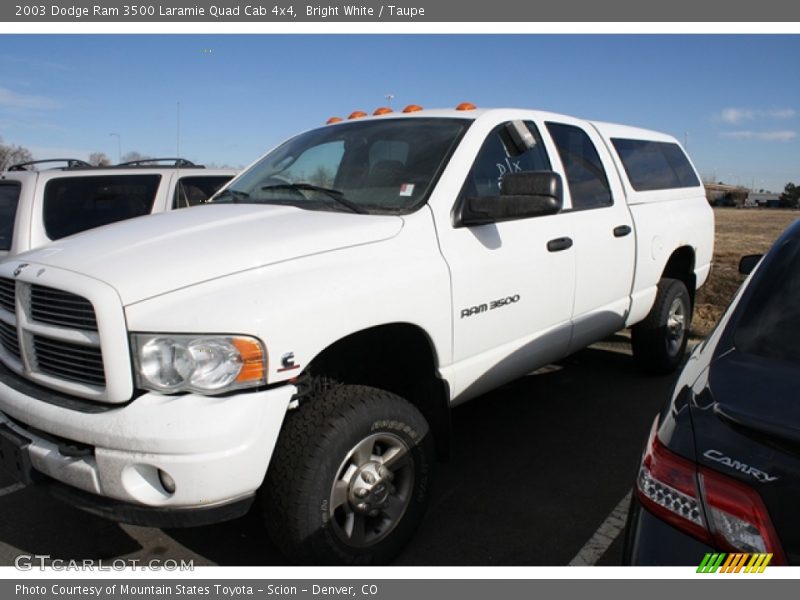 Bright White / Taupe 2003 Dodge Ram 3500 Laramie Quad Cab 4x4