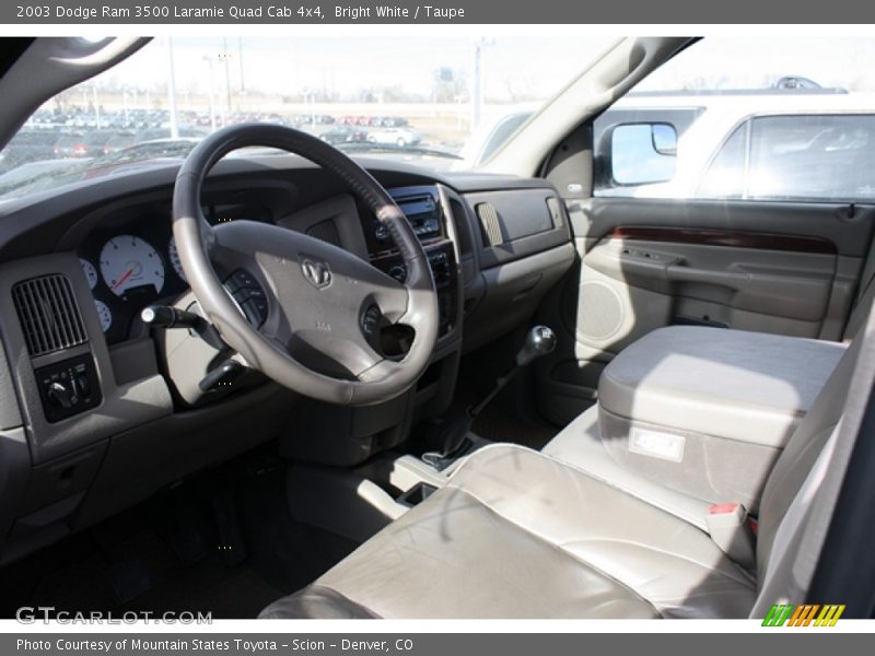 Bright White / Taupe 2003 Dodge Ram 3500 Laramie Quad Cab 4x4