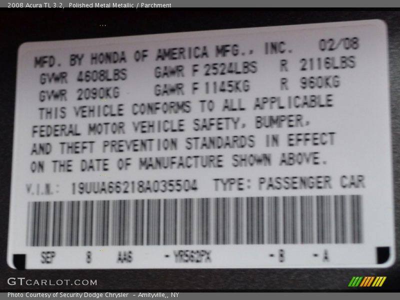 YR562PX - 2008 Acura TL 3.2