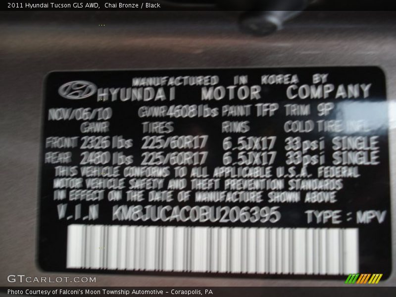 Chai Bronze / Black 2011 Hyundai Tucson GLS AWD