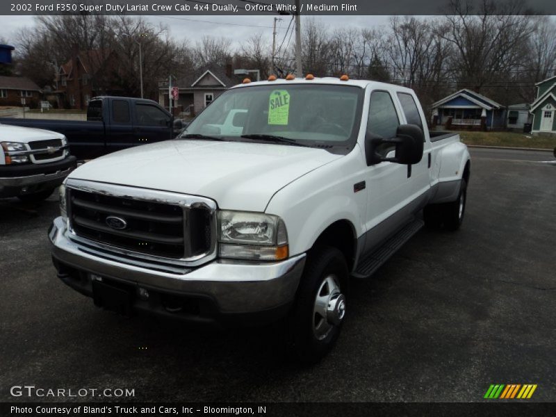 Oxford White / Medium Flint 2002 Ford F350 Super Duty Lariat Crew Cab 4x4 Dually