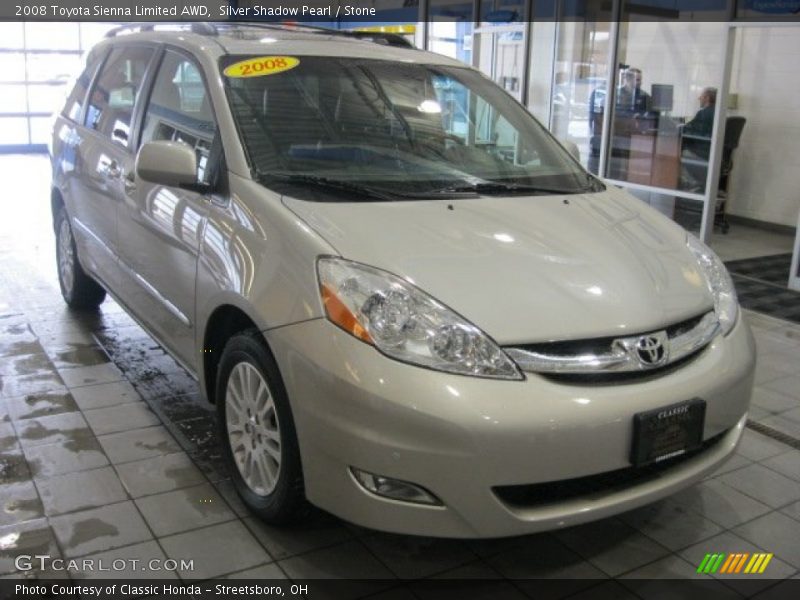 Silver Shadow Pearl / Stone 2008 Toyota Sienna Limited AWD