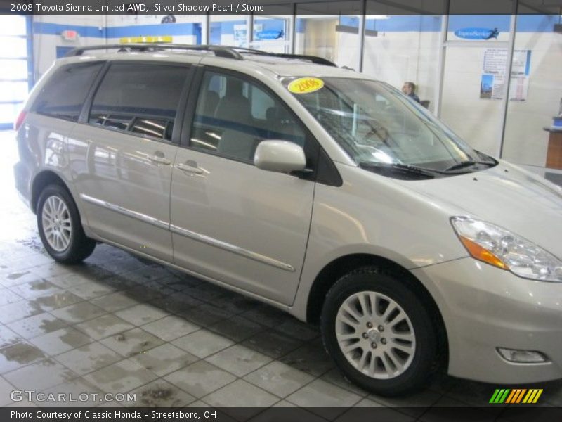 Silver Shadow Pearl / Stone 2008 Toyota Sienna Limited AWD