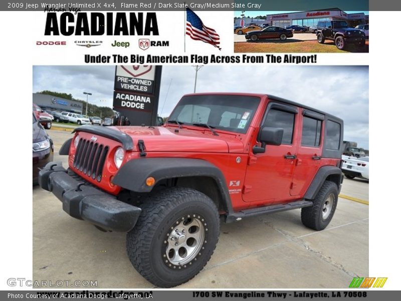 Flame Red / Dark Slate Gray/Medium Slate Gray 2009 Jeep Wrangler Unlimited X 4x4