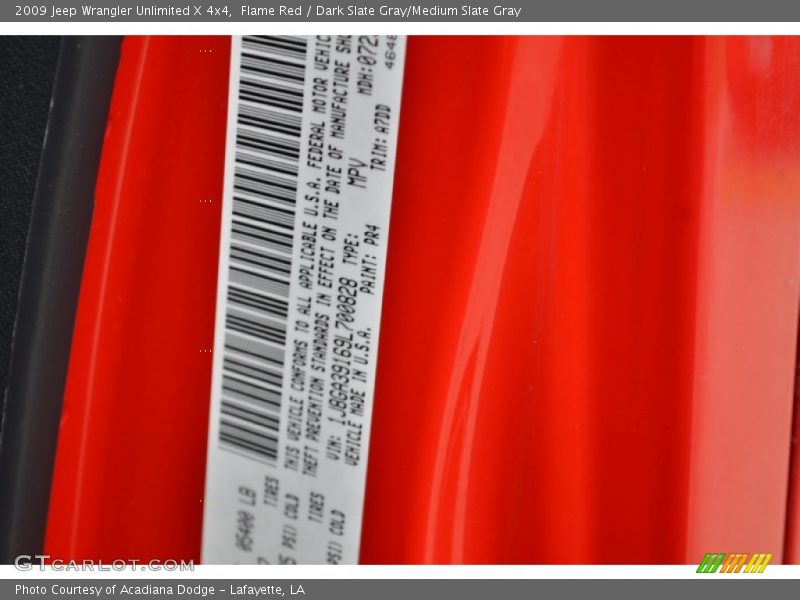 Flame Red / Dark Slate Gray/Medium Slate Gray 2009 Jeep Wrangler Unlimited X 4x4