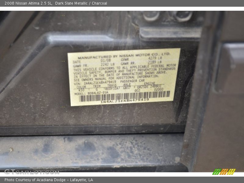 Dark Slate Metallic / Charcoal 2008 Nissan Altima 2.5 SL