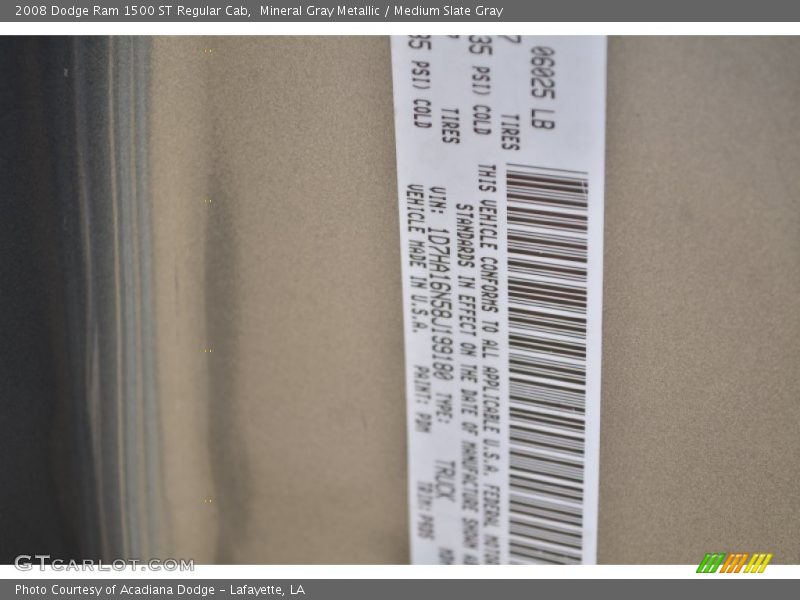 Mineral Gray Metallic / Medium Slate Gray 2008 Dodge Ram 1500 ST Regular Cab
