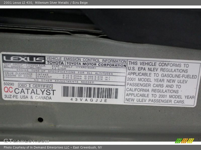 Millenium Silver Metallic / Ecru Beige 2001 Lexus LS 430