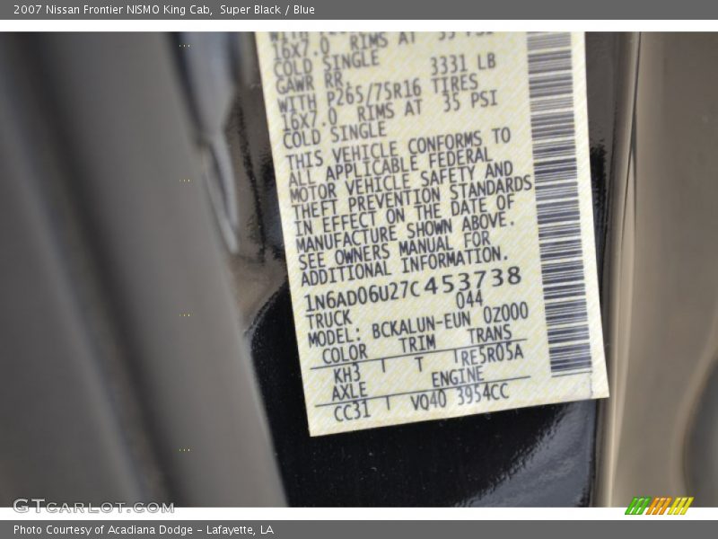Super Black / Blue 2007 Nissan Frontier NISMO King Cab