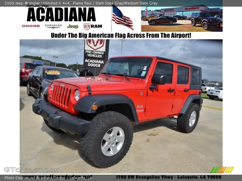 Flame Red / Dark Slate Gray/Medium Slate Gray 2009 Jeep Wrangler Unlimited X 4x4