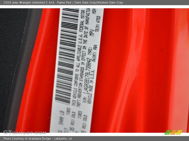 Flame Red / Dark Slate Gray/Medium Slate Gray 2009 Jeep Wrangler Unlimited X 4x4