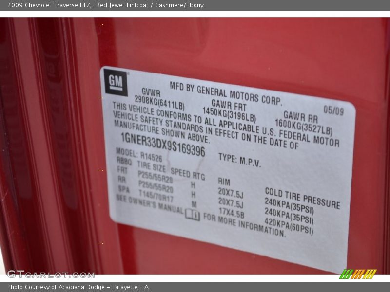 Red Jewel Tintcoat / Cashmere/Ebony 2009 Chevrolet Traverse LTZ