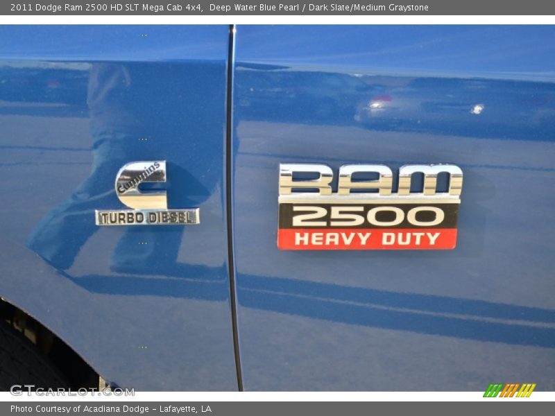 Deep Water Blue Pearl / Dark Slate/Medium Graystone 2011 Dodge Ram 2500 HD SLT Mega Cab 4x4