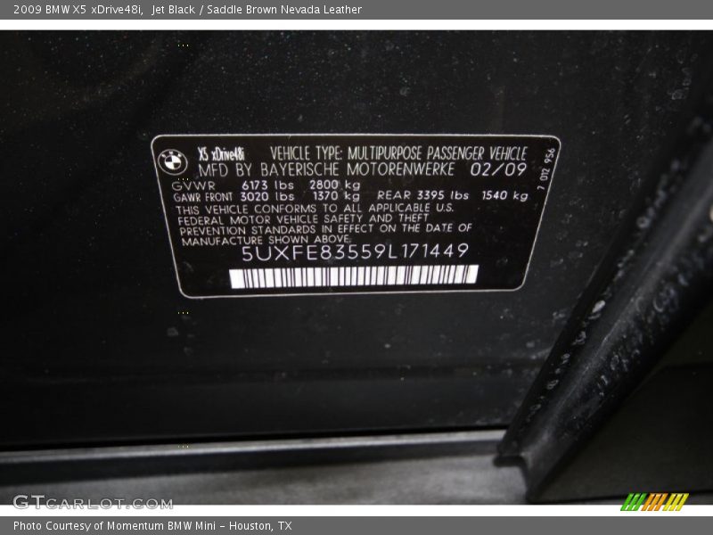 Jet Black / Saddle Brown Nevada Leather 2009 BMW X5 xDrive48i