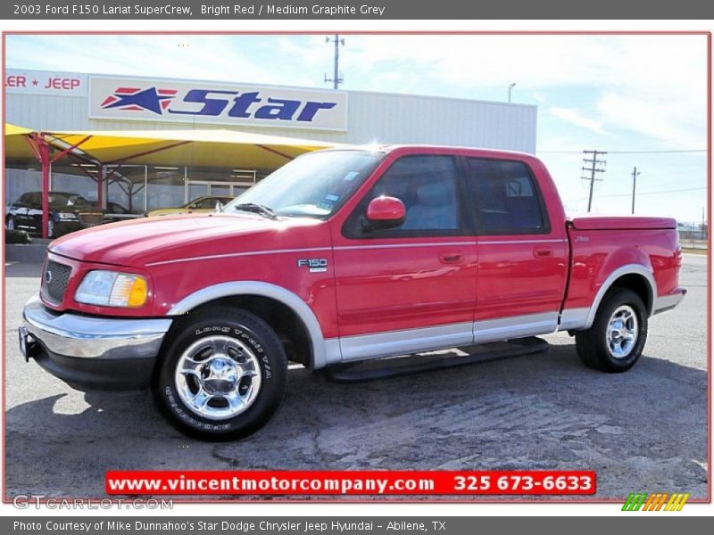 Bright Red / Medium Graphite Grey 2003 Ford F150 Lariat SuperCrew