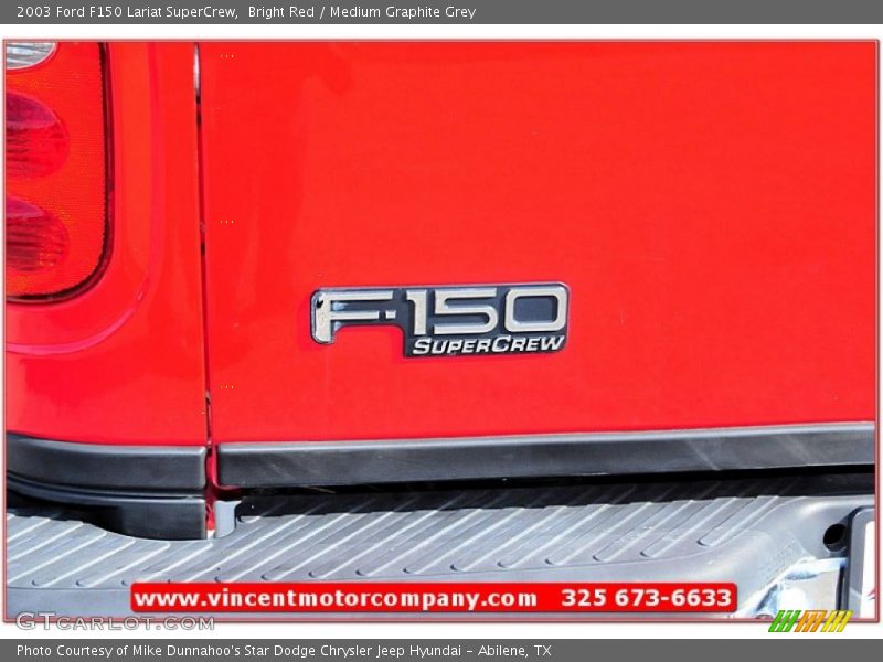 Bright Red / Medium Graphite Grey 2003 Ford F150 Lariat SuperCrew