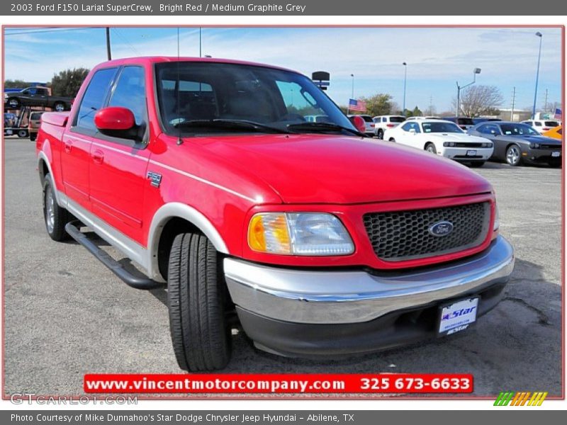 Bright Red / Medium Graphite Grey 2003 Ford F150 Lariat SuperCrew