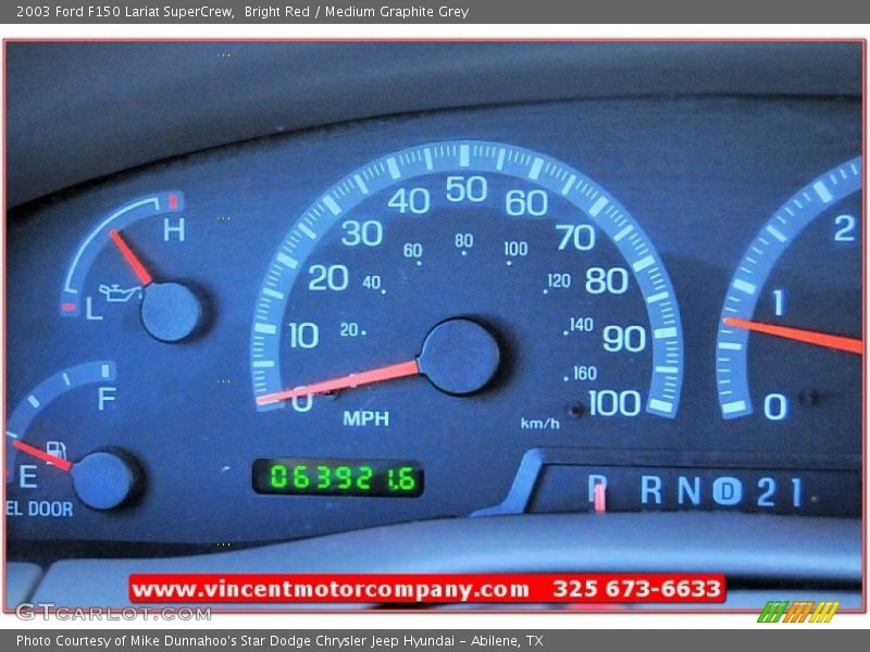 Bright Red / Medium Graphite Grey 2003 Ford F150 Lariat SuperCrew