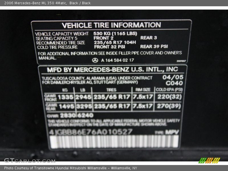 Black / Black 2006 Mercedes-Benz ML 350 4Matic