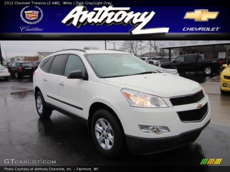 White / Dark Gray/Light Gray 2012 Chevrolet Traverse LS AWD