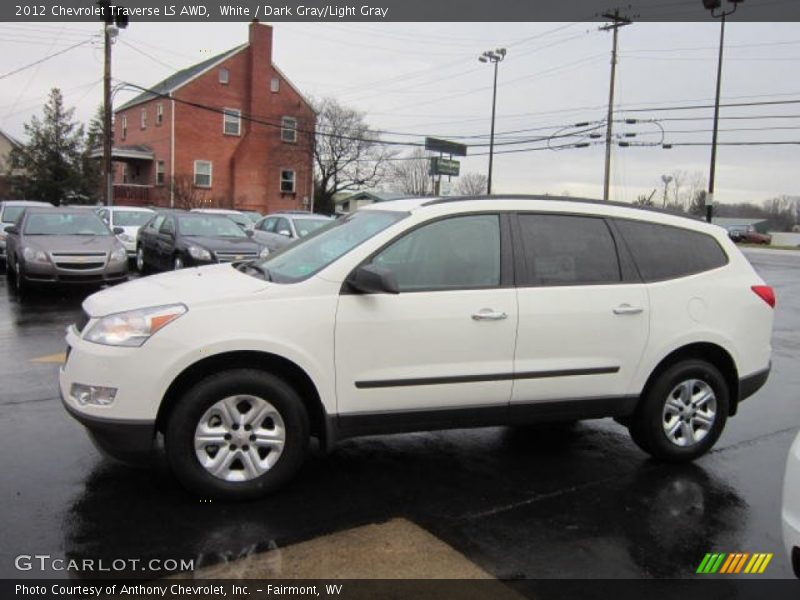 White / Dark Gray/Light Gray 2012 Chevrolet Traverse LS AWD
